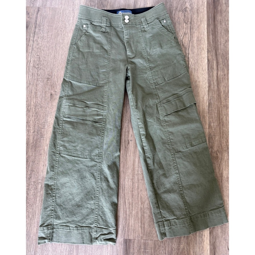 Democracy Ab Solution Olive Green Wide Leg Cargo Utility Pants Wide Leg Size 4 - Picture 2 of 9